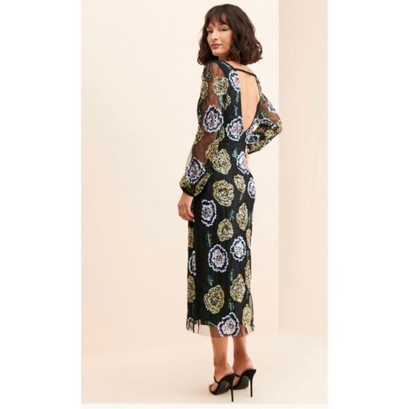 Anthropologie Floral Sequin Dress Let me Be-Q15 - Picture 4 of 14